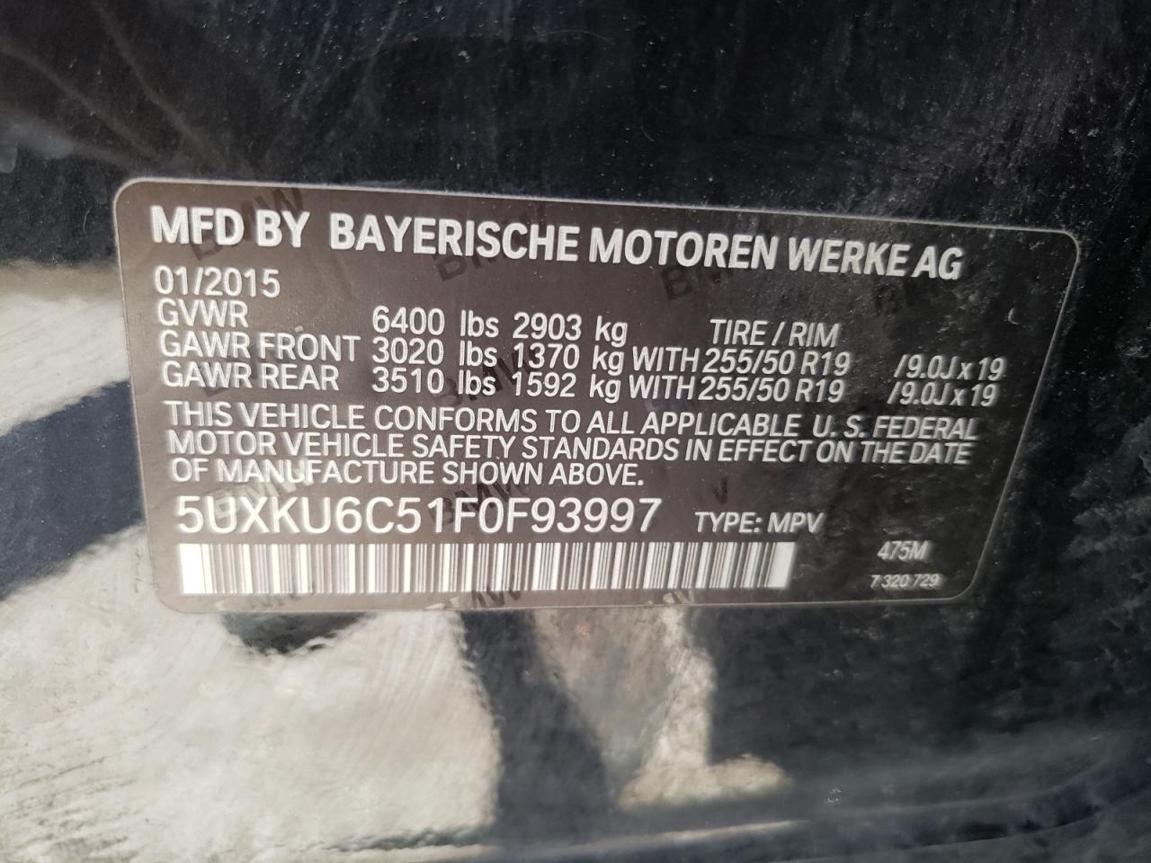 5UXKU6C51F0F93997 2015 BMW X6 xDrive50I