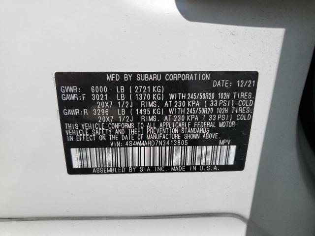 2022 SUBARU ASCENT TOU 4S4WMARD7N3413805  59641044