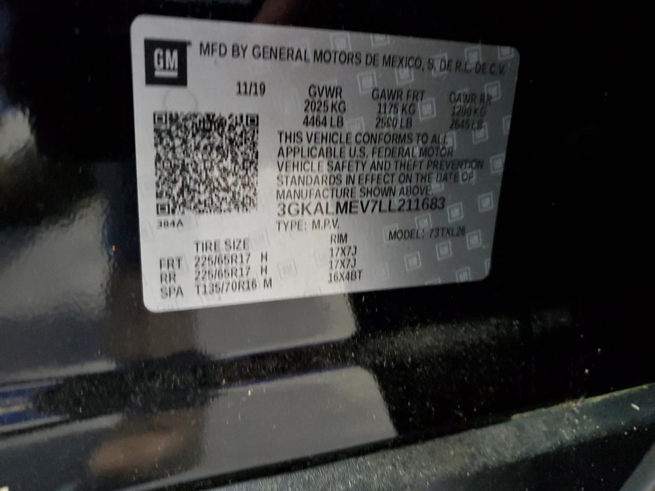 3GKALMEV7LL211683 2020 GMC Terrain Sle