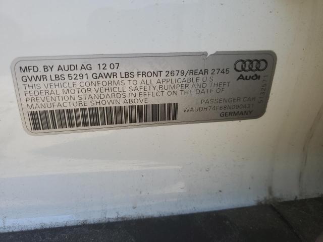 2008 Audi A6 3.2 Quattro VIN: WAUDH74F68N090431 Lot: 57922334