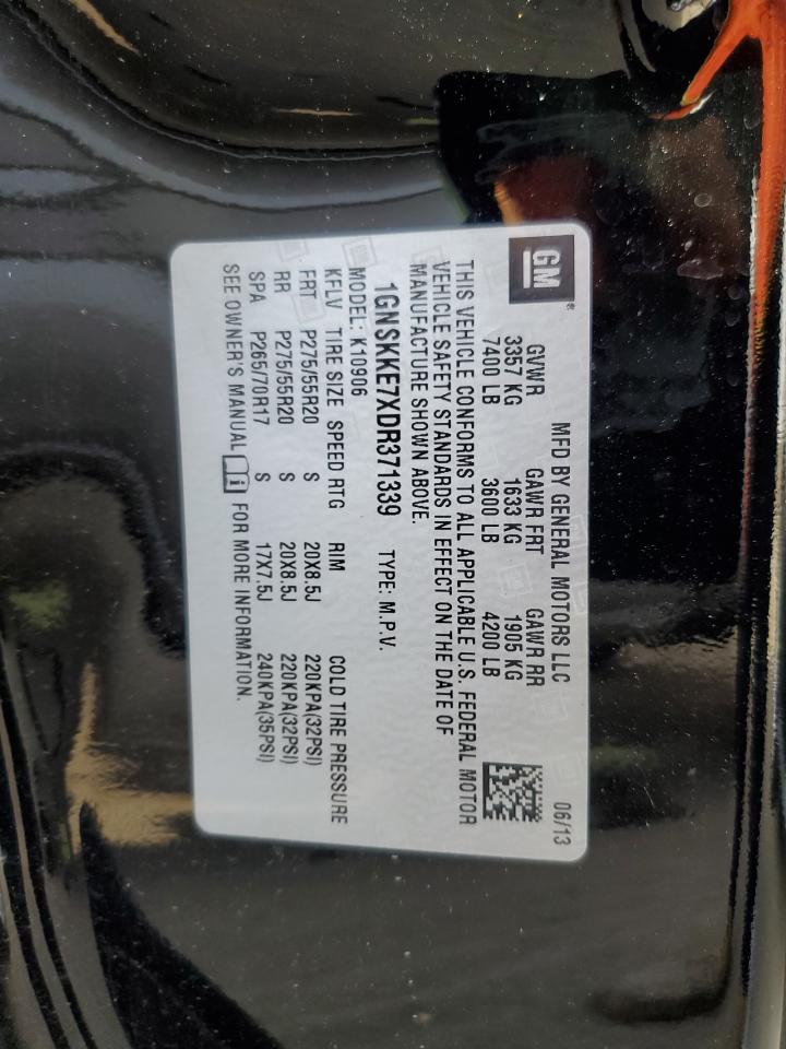 1GNSKKE7XDR371339 2013 Chevrolet Suburban K1500 Ltz