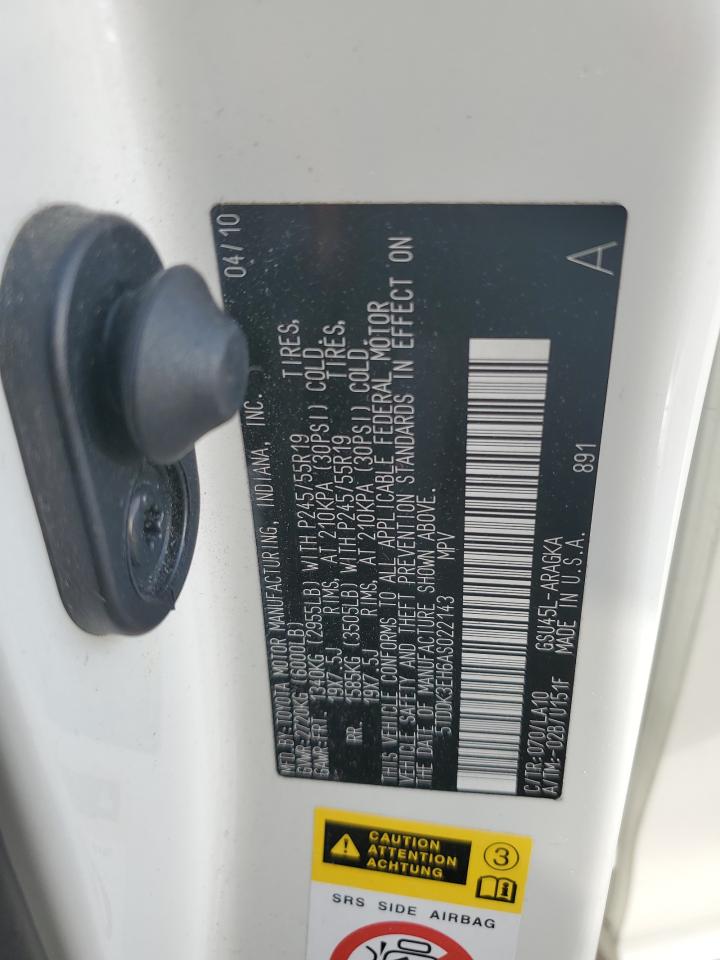 5TDDK3EH6AS022143 2010 Toyota Highlander Limited