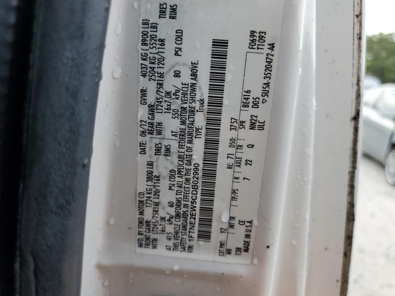 1FTNE2EW5CDB02990 2012 Ford Econoline E250 Van