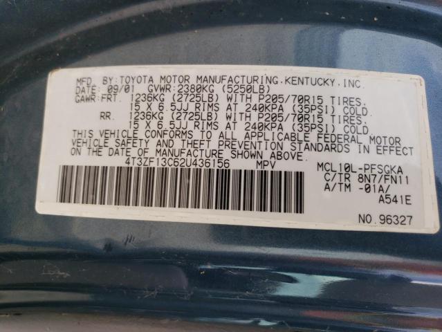 2002 Toyota Sienna Le VIN: 4T3ZF13C62U436156 Lot: 59868624