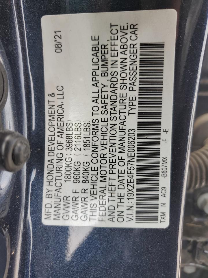 19XZE4F57NE006203 2022 Honda Insight Ex