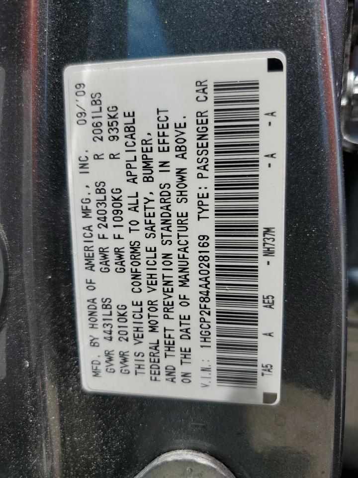 1HGCP2F84AA028169 2010 Honda Accord Exl
