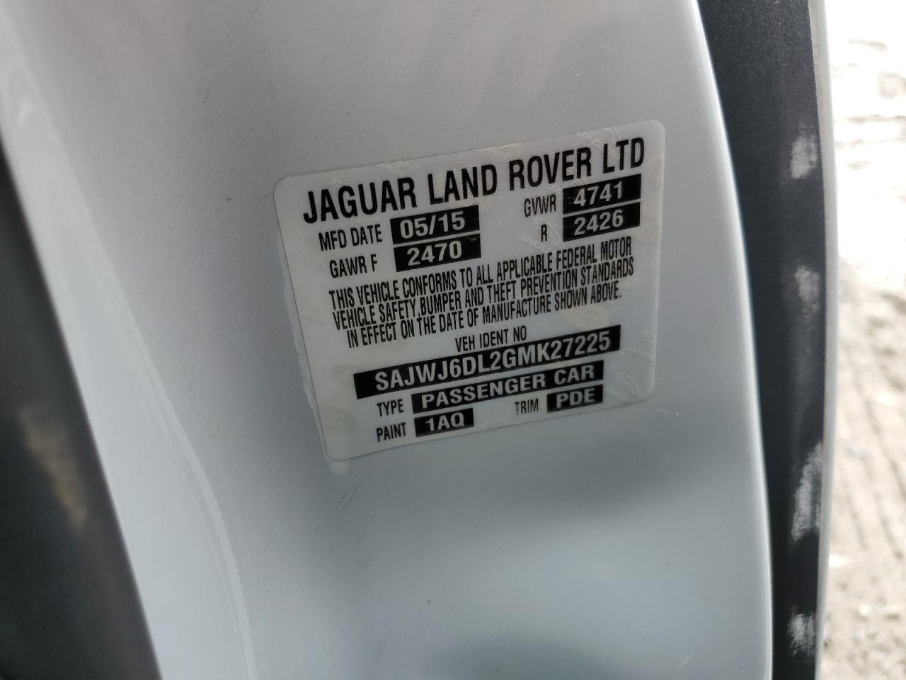 SAJWJ6DL2GMK27225 2016 Jaguar F-Type R