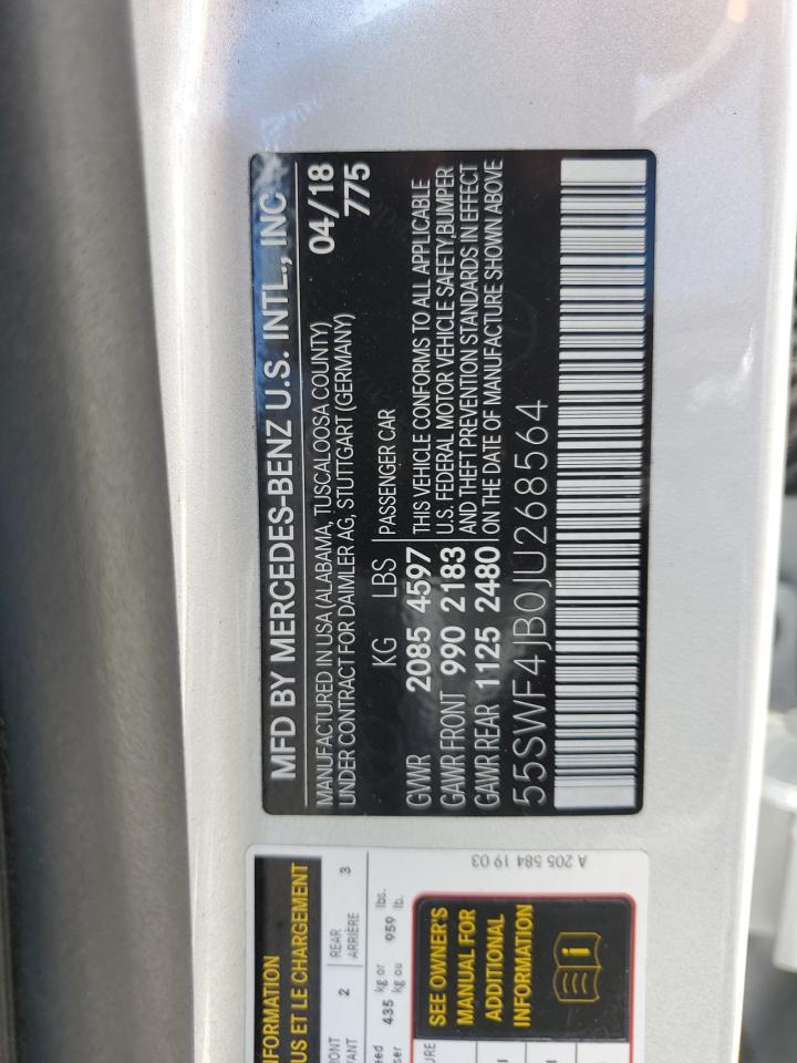 55SWF4JB0JU268564 2018 Mercedes-Benz C 300