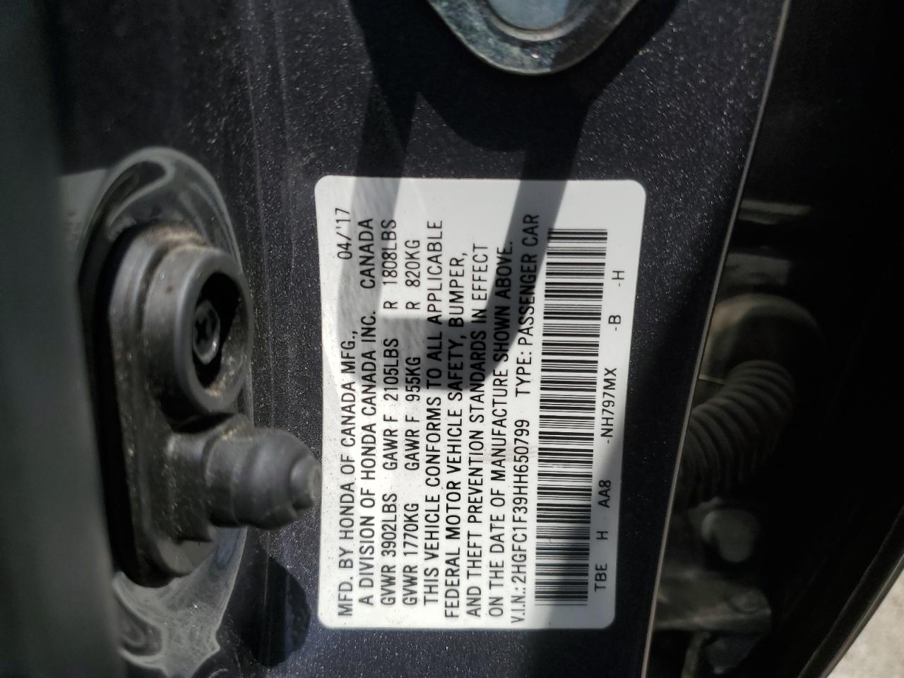 2HGFC1F39HH650799 2017 Honda Civic Ex 2HGFC1F39HH650799 2017 Honda Civic Ex