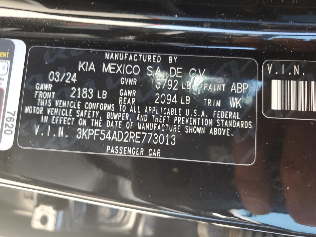 2024 Kia Forte Gt Line vin: 3KPF54AD2RE773013