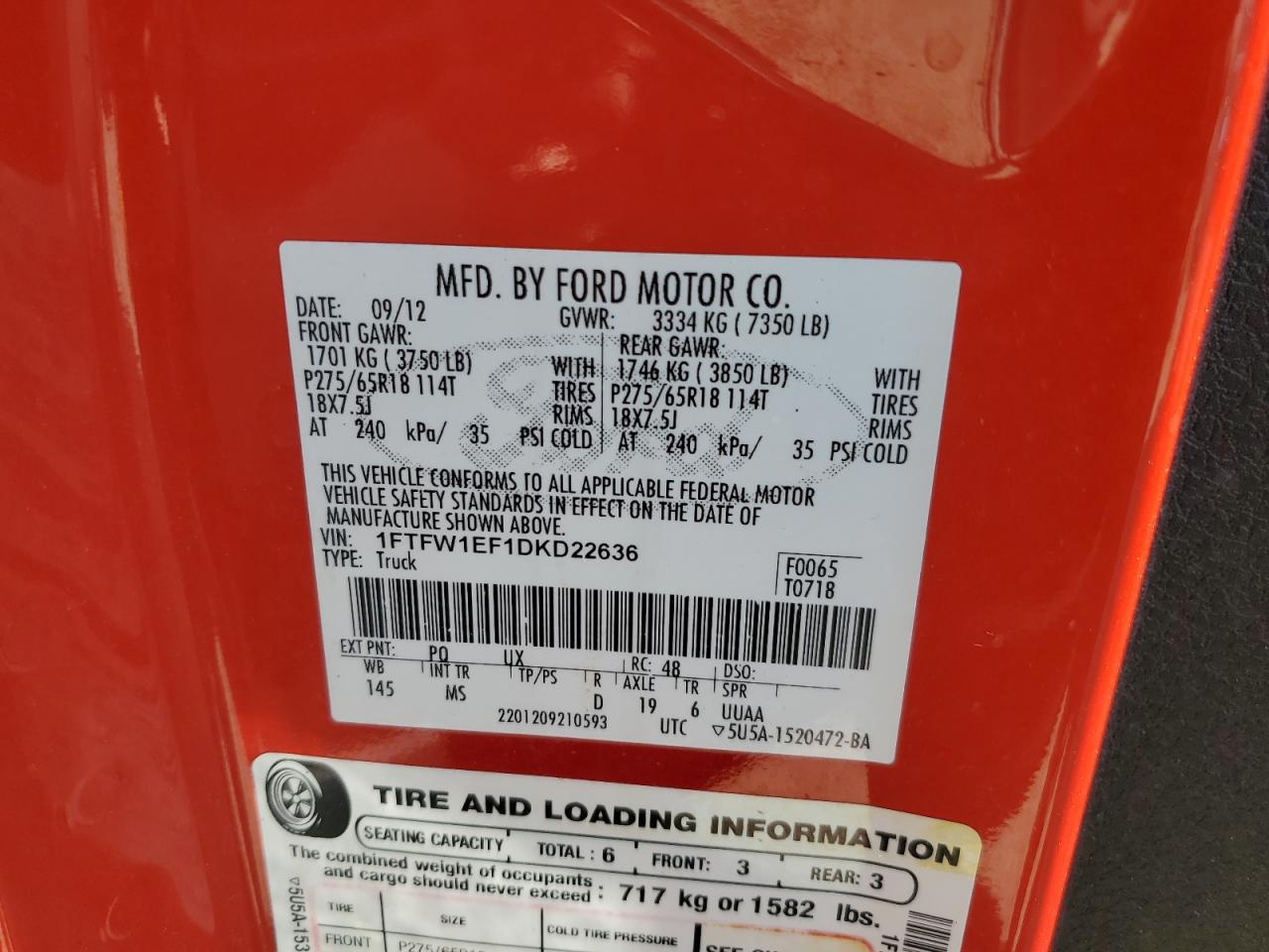 1FTFW1EF1DKD22636 2013 Ford F150 Supercrew