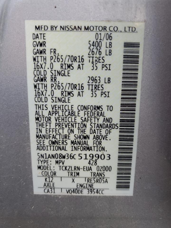 5N1AN08W36C519903 2006 Nissan Xterra Off Road