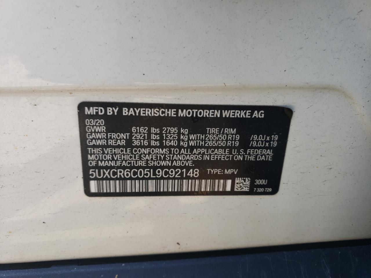 5UXCR6C05L9C92148 2020 BMW X5 xDrive40I