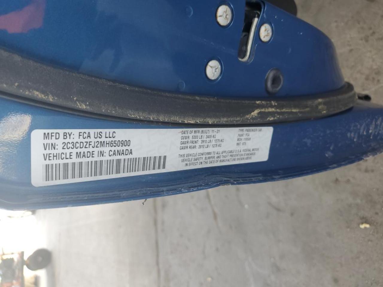 2C3CDZFJ2MH650900 2021 Dodge Challenger R/T Scat Pack