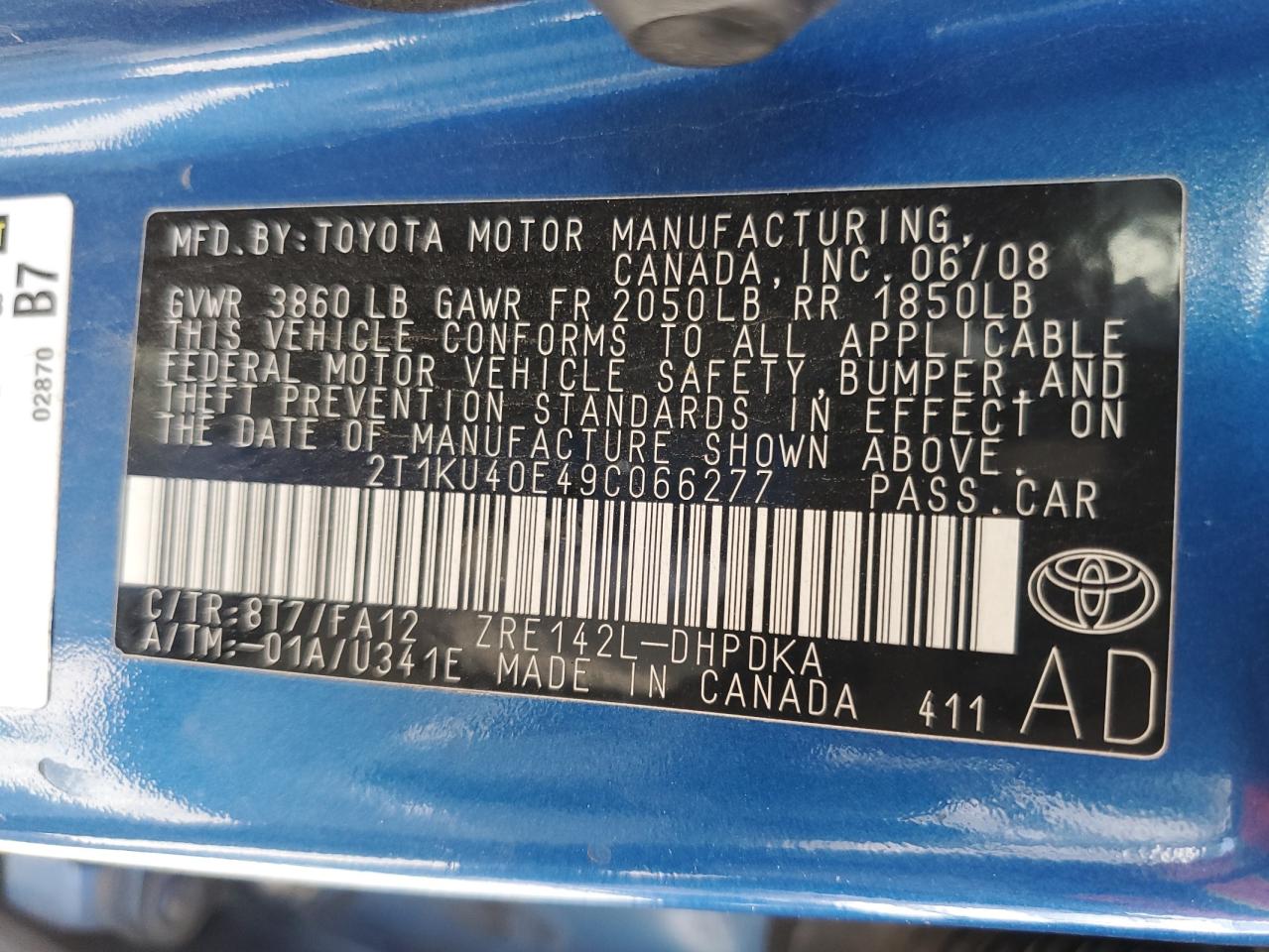 2T1KU40E49C066277 2009 Toyota Corolla Matrix