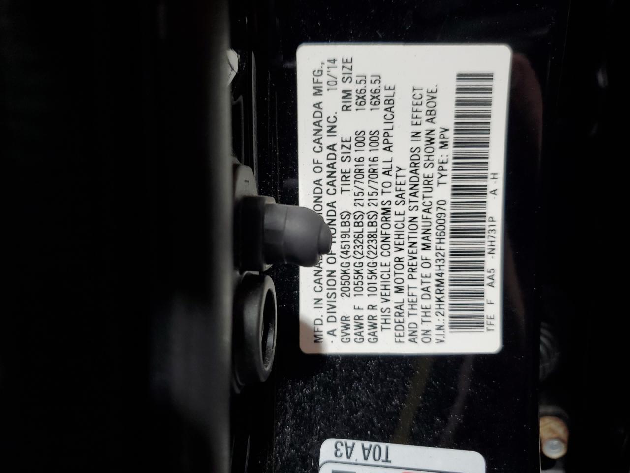 2HKRM4H32FH600970 2015 Honda Cr-V Lx