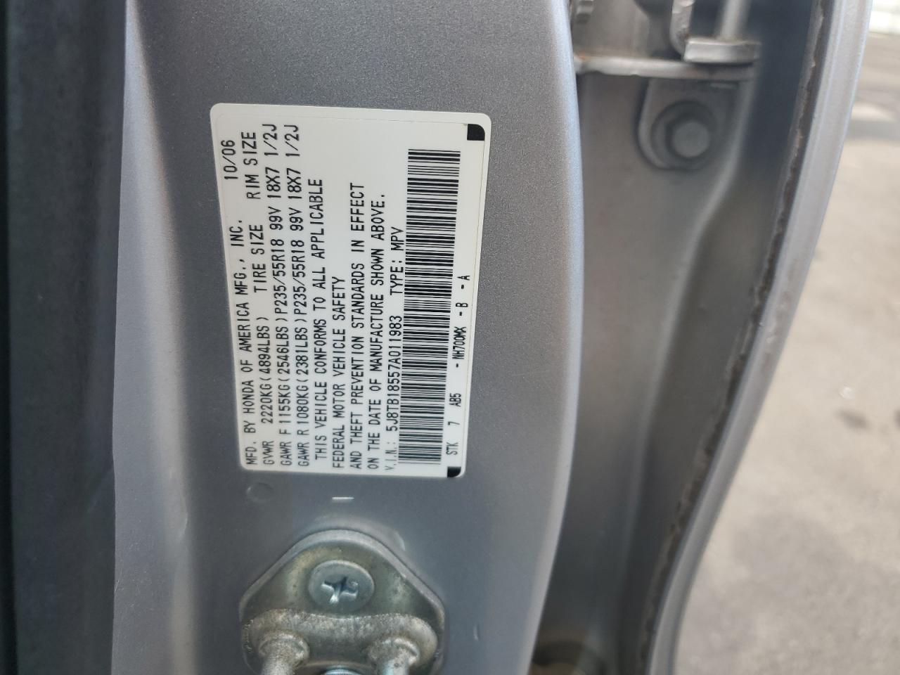 5J8TB18557A011983 2007 Acura Rdx Technology