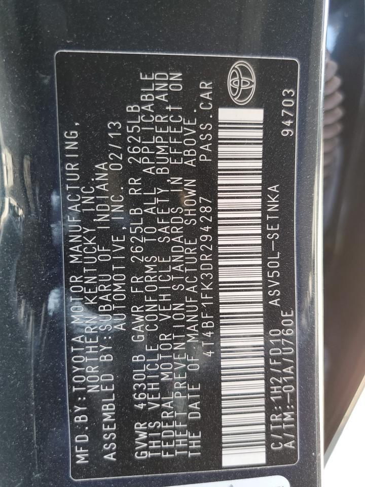 4T4BF1FK3DR294287 2013 Toyota Camry L