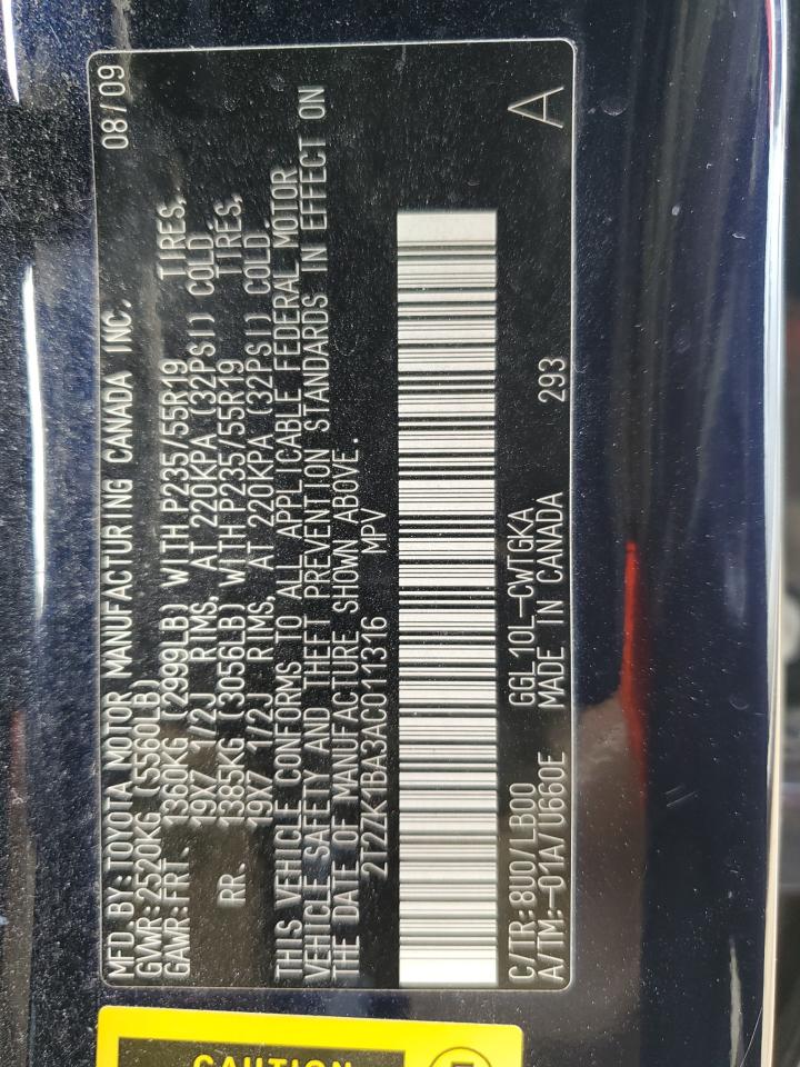 2T2ZK1BA3AC011316 2010 Lexus Rx 350