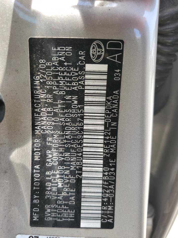 2T1BU40E59C167151 2009 Toyota Corolla Base