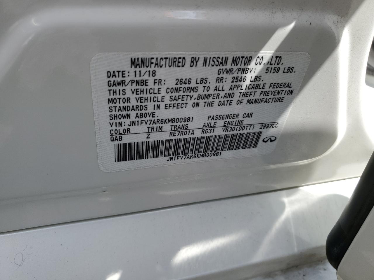 JN1FV7AR6KM800981 2019 Infiniti Q50 Red Sport 400