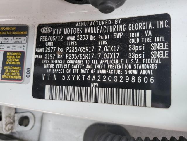 2012 Kia Sorento Base VIN: 5XYKT4A22CG298606 Lot: 57480864