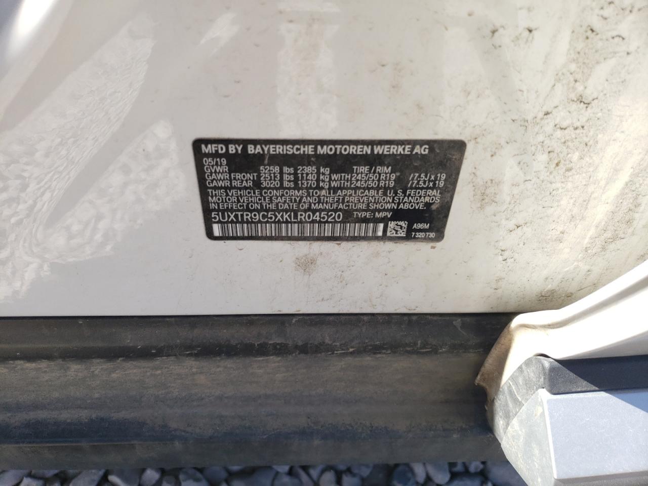 5UXTR9C5XKLR04520 2019 BMW X3 xDrive30I