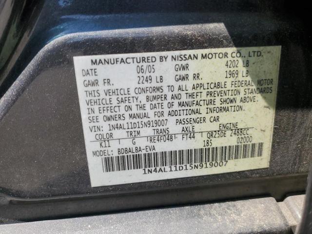 2005 Nissan Altima S VIN: 1N4AL11D15N919007 Lot: 58520344