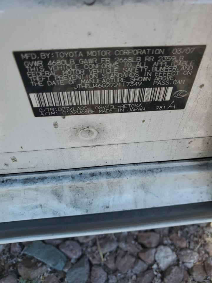 JTHBJ46G272117349 2007 Lexus Es 350