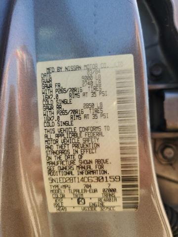 2004 Nissan Xterra Xe VIN: 5N1ED28T14C630159 Lot: 58457244