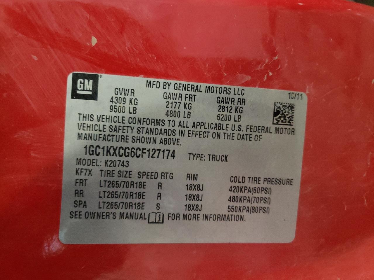 1GC1KXCG6CF127174 2012 Chevrolet Silverado K2500 Heavy Duty Lt