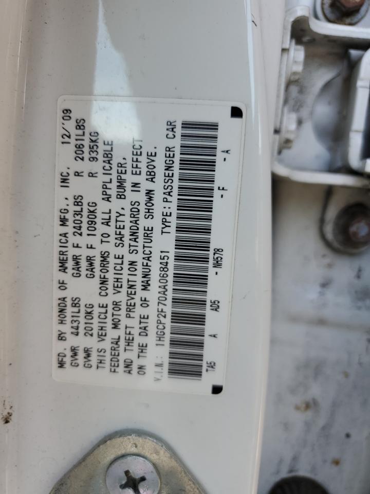 1HGCP2F70AA068451 2010 Honda Accord Ex