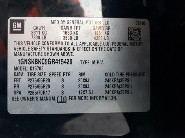 2016 CHEVROLET TAHOE K150 - 1GNSKBKC9GR415420