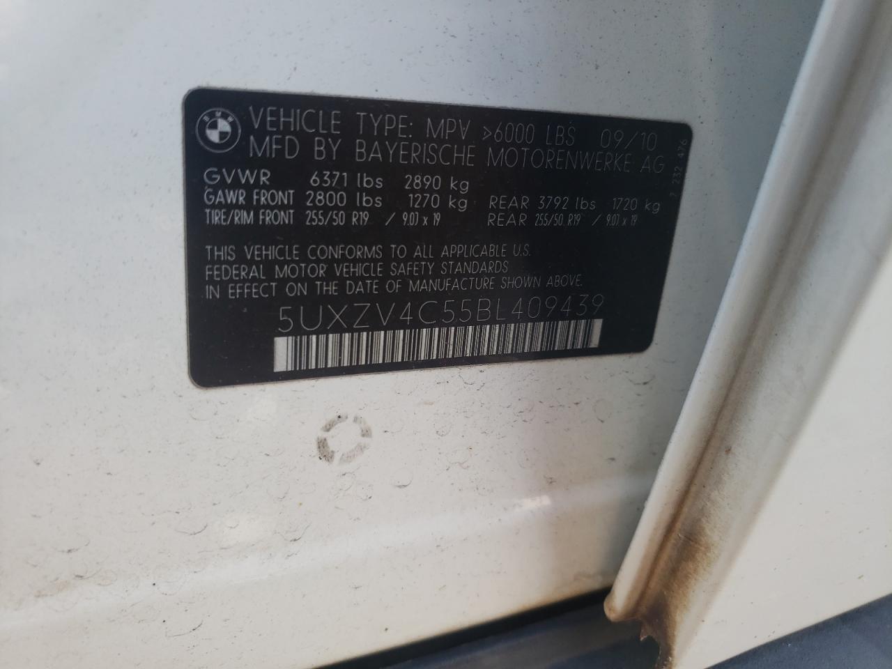 5UXZV4C55BL409439 2011 BMW X5 xDrive35I