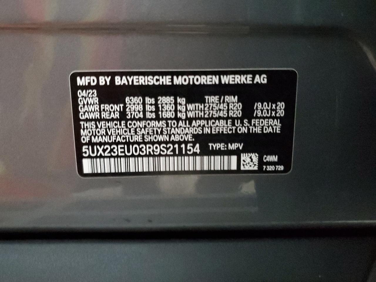 5UX23EU03R9S21154 2024 BMW X5 xDrive40I