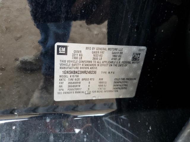 2017 Chevrolet Tahoe K1500 Lt VIN: 1GNSKBKC0HR248236 Lot: 60284284