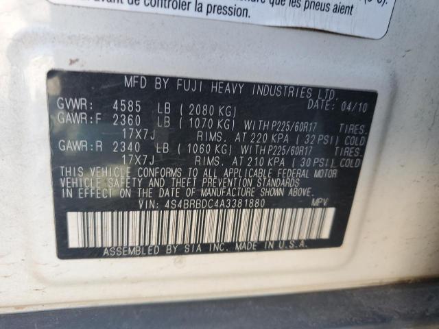 2010 Subaru Outback 2.5I Premium VIN: 4S4BRBDC4A3381880 Lot: 58657144