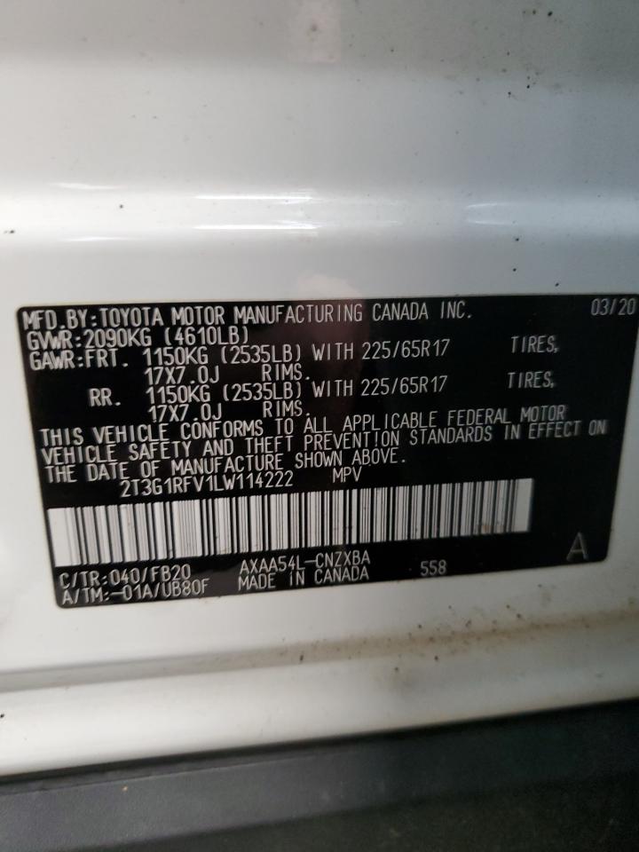 2T3G1RFV1LW114222 2020 Toyota Rav4 Le