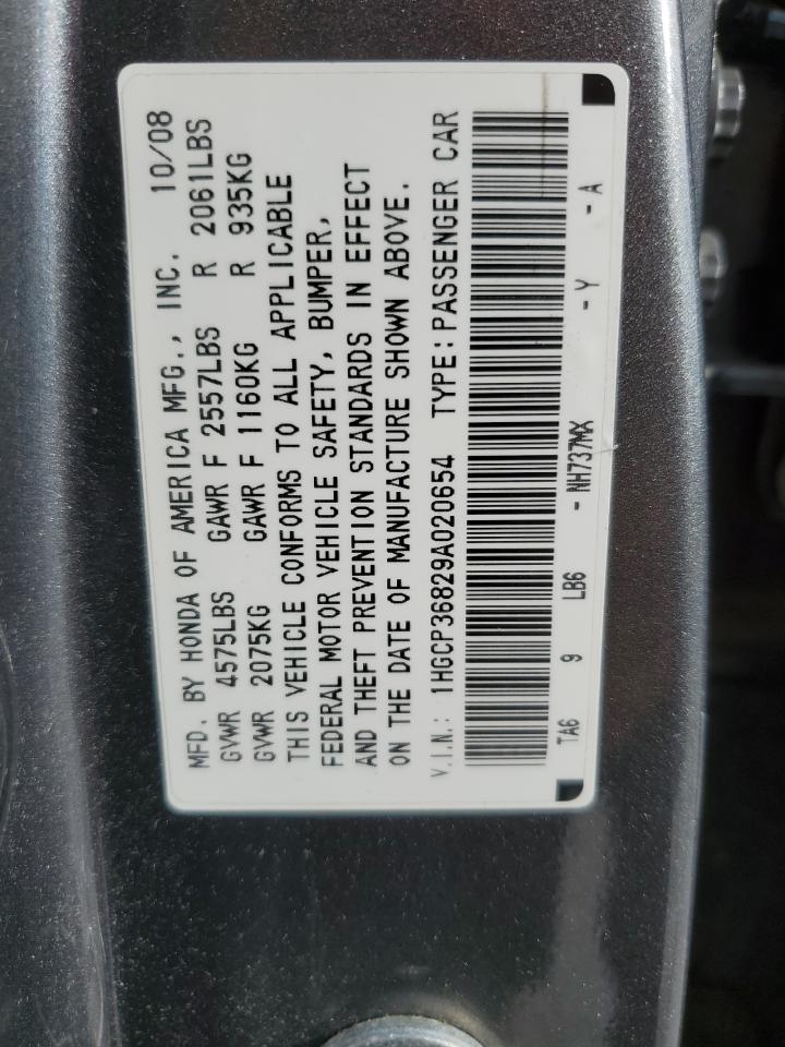 1HGCP36829A020654 2009 Honda Accord Exl
