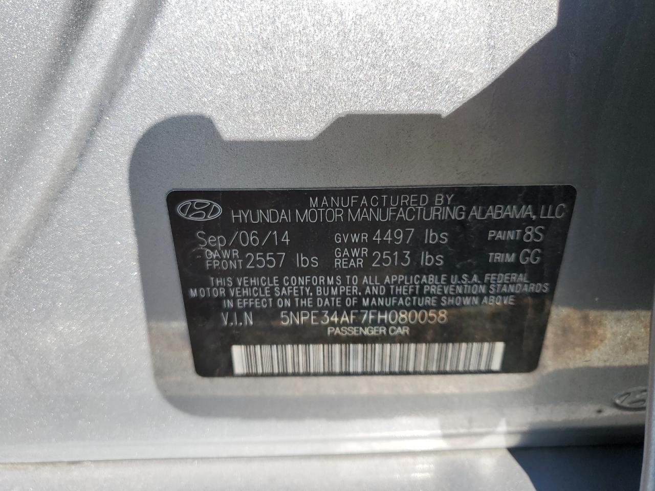 5NPE34AF7FH080058 2015 Hyundai Sonata Sport