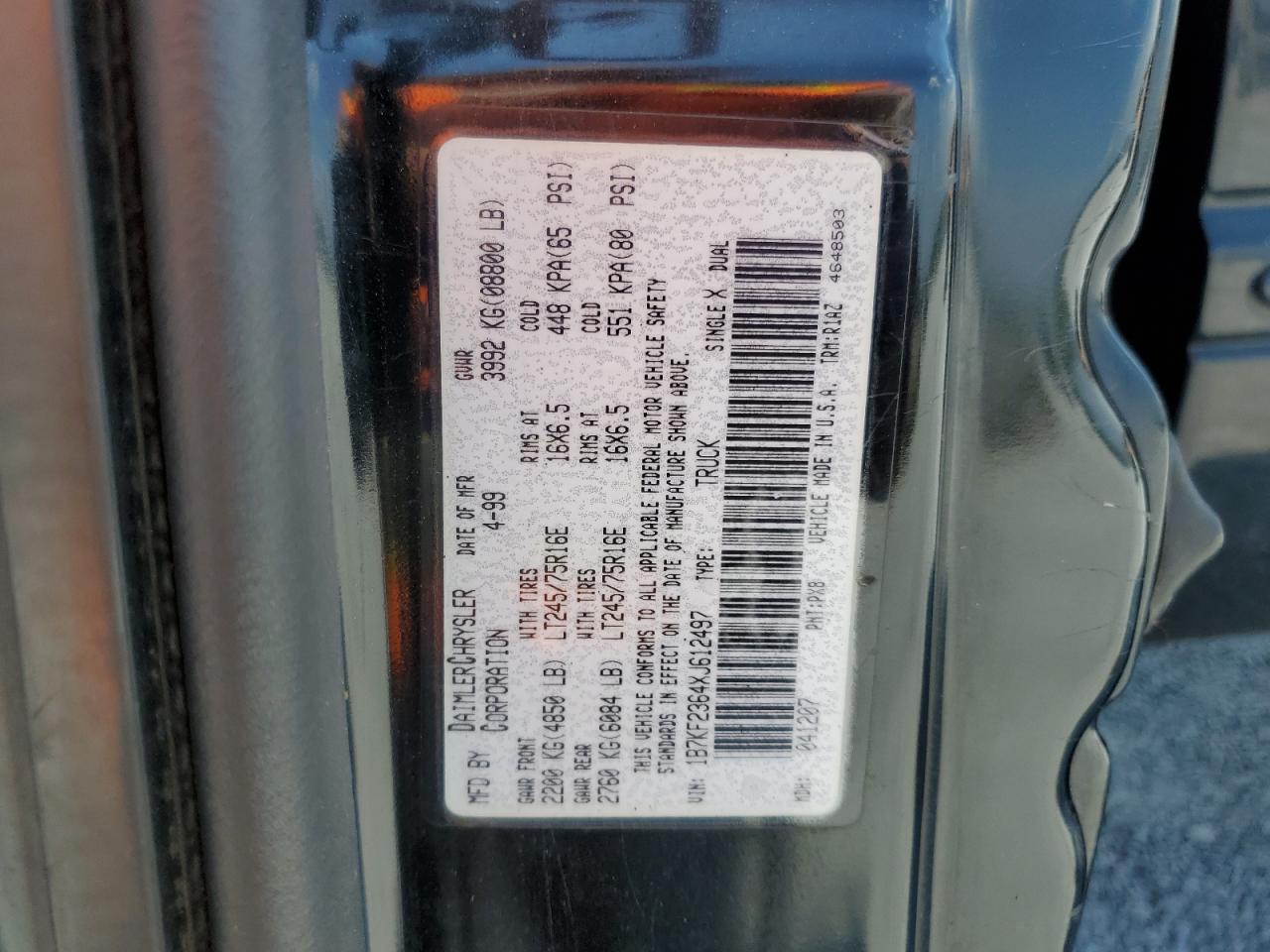 1B7KF2364XJ612497 1999 Dodge Ram 2500