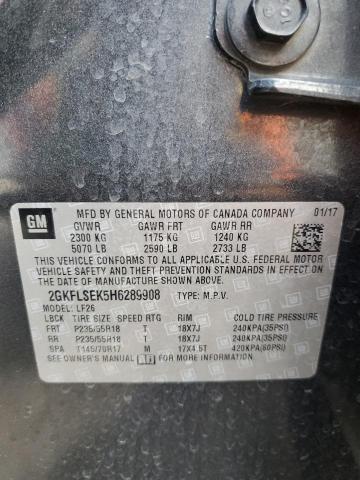 2017 GMC Terrain Sle VIN: 2GKFLSEK5H6289908 Lot: 58563254