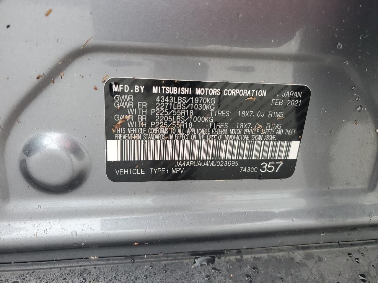 JA4ARUAU4MU023695 2021 Mitsubishi Outlander Sport Es