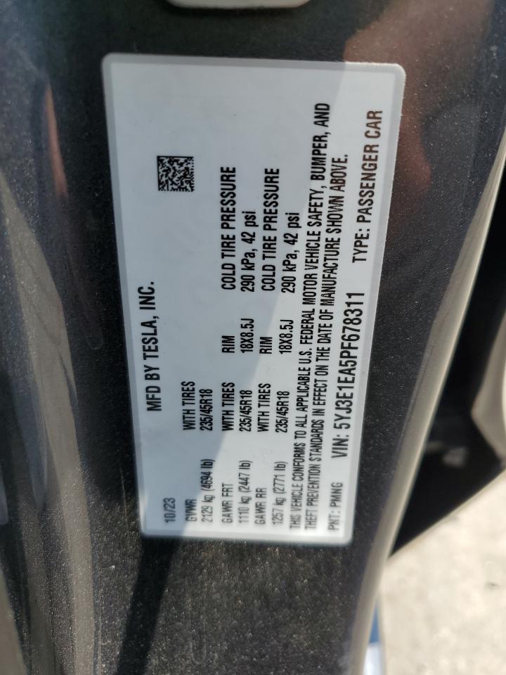 5YJ3E1EA5PF678311 2023 Tesla Model 3