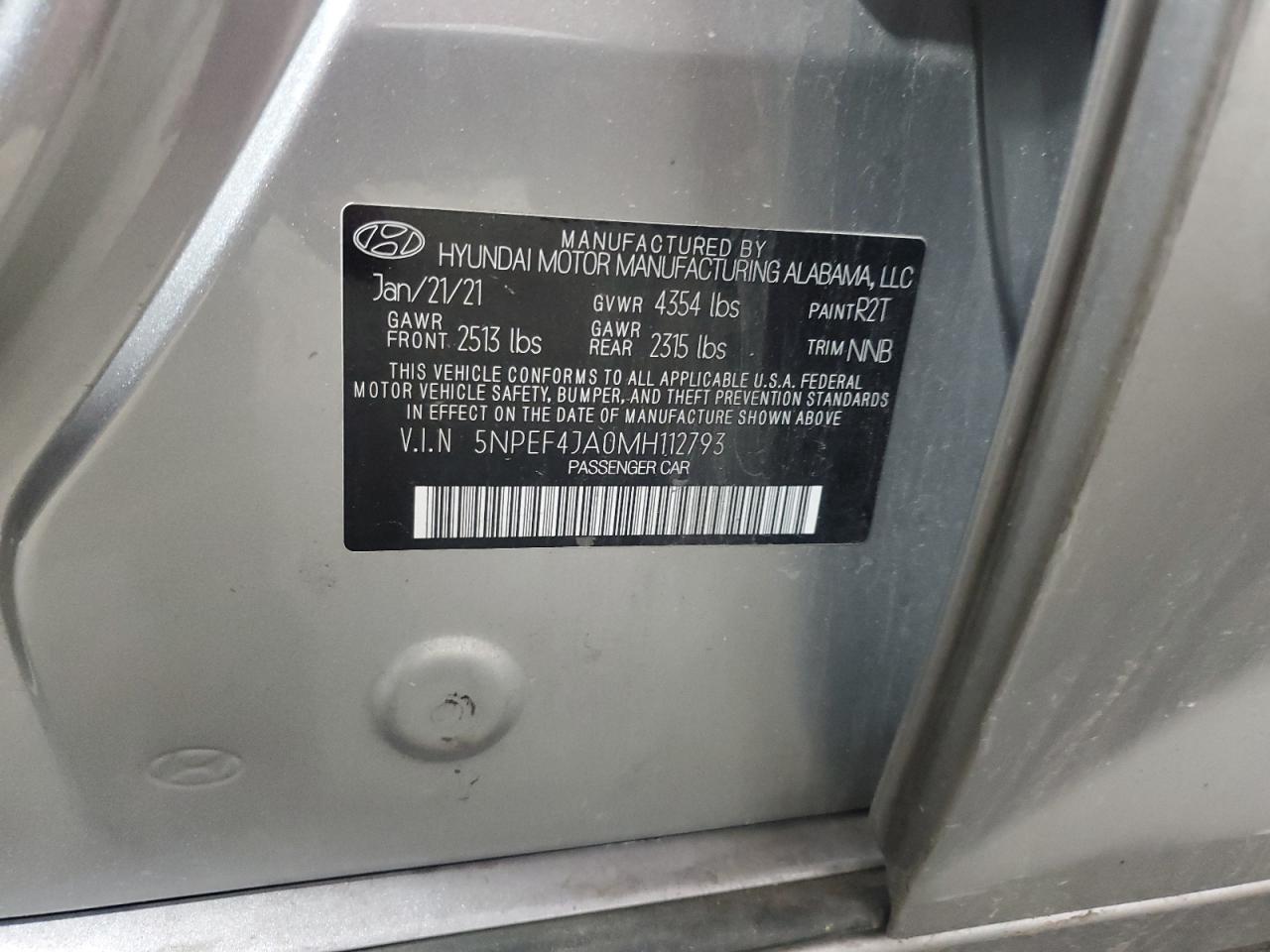 5NPEF4JA0MH112793 2021 Hyundai Sonata Sel