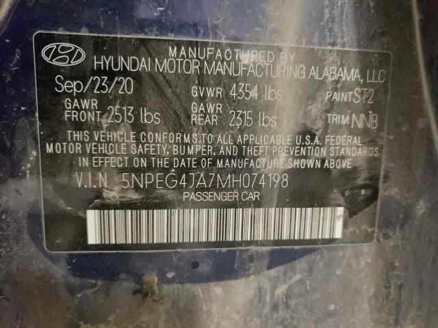 2021 Hyundai Sonata Se VIN: 5NPEG4JA7MH074198 Lot: 58504374