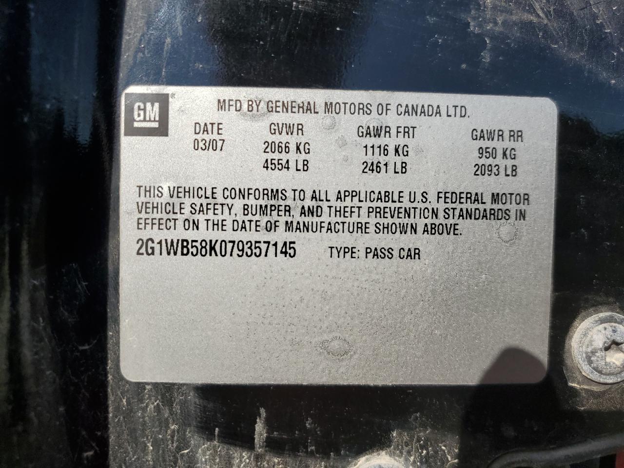 2G1WB58K079357145 2007 Chevrolet Impala Ls