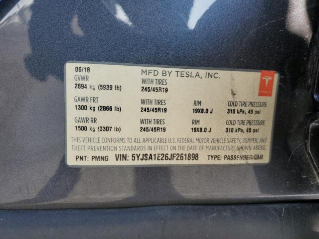 2018 Tesla Model S VIN: 5YJSA1E26JF261898 Lot: 58861274