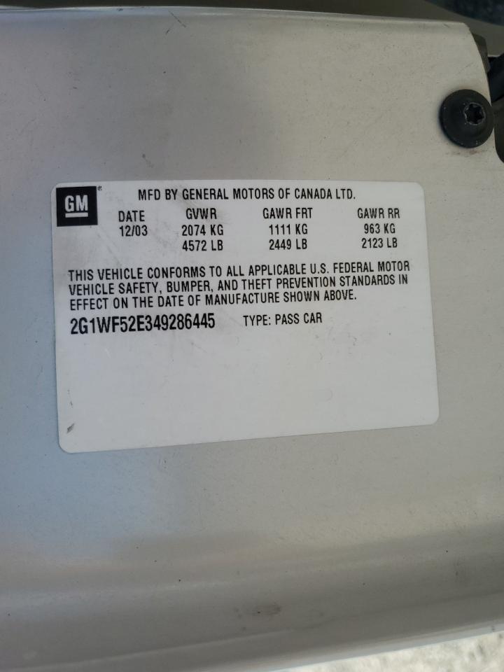 2G1WF52E349286445 2004 Chevrolet Impala