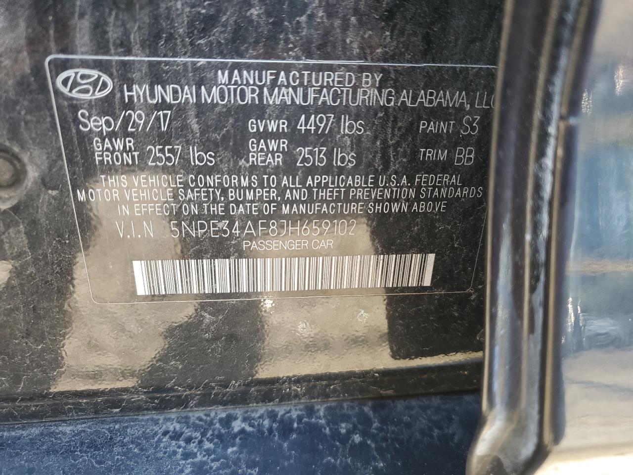 5NPE34AF8JH659102 2018 Hyundai Sonata Sport